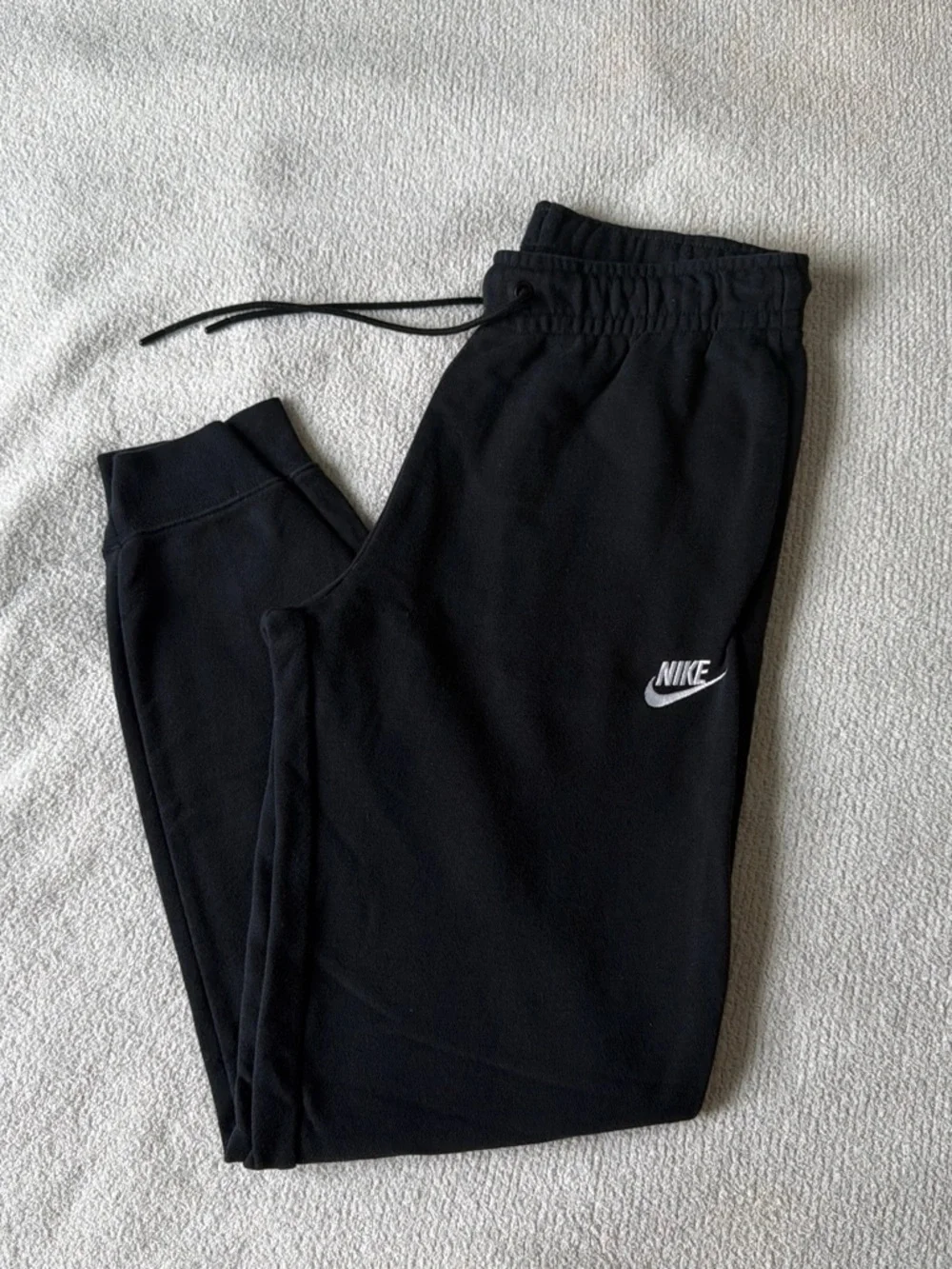 Nike Black Womems Jogger Sweatpants with White Swoosh